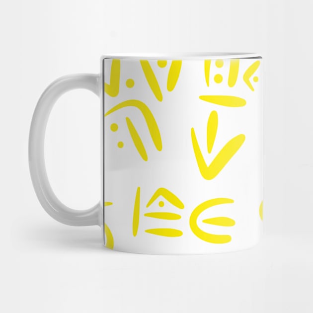 White Versecism Art, Yellow Symbols, Outer Space Pattern, Birthday Gift Idea by Enzo Bentayga